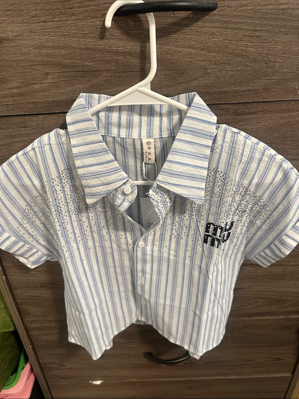 Light Blue & White Striped Button-Down Shirt size XS